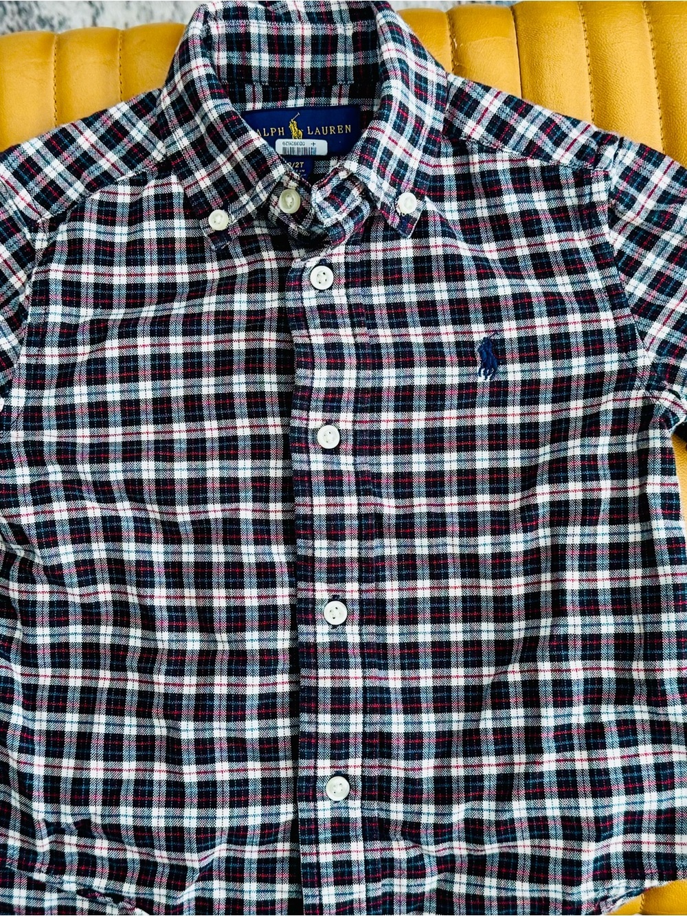 Ralph Lauren Kid’s Navy & White Plaid Button-Down Shirt Size 2T